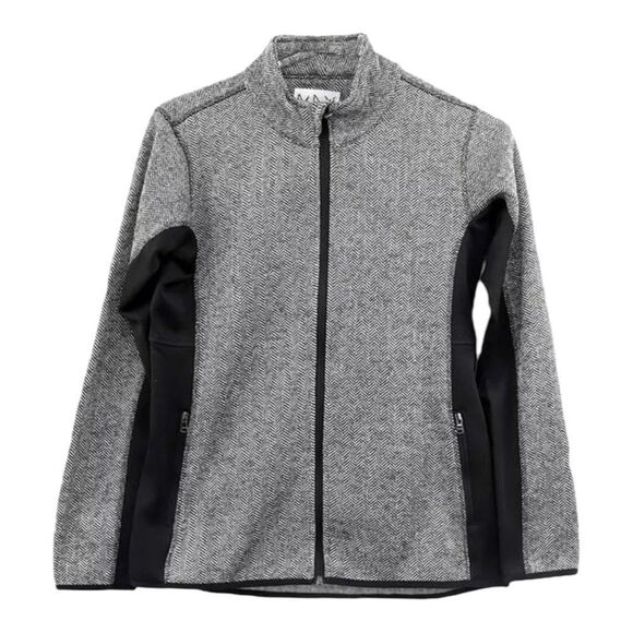 Marc New York Andrew Marc Sweater Jacket in Black White Herringbone XL EUC - Picture 3 of 10